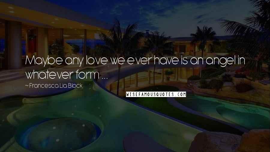 Francesca Lia Block Quotes: Maybe any love we ever have is an angel in whatever form ...