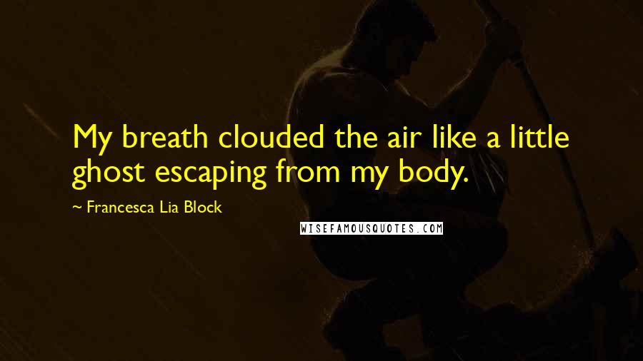 Francesca Lia Block Quotes: My breath clouded the air like a little ghost escaping from my body.