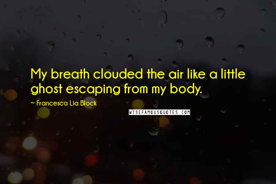 Francesca Lia Block Quotes: My breath clouded the air like a little ghost escaping from my body.