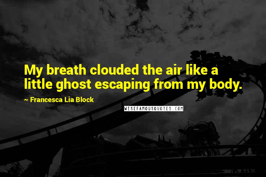 Francesca Lia Block Quotes: My breath clouded the air like a little ghost escaping from my body.