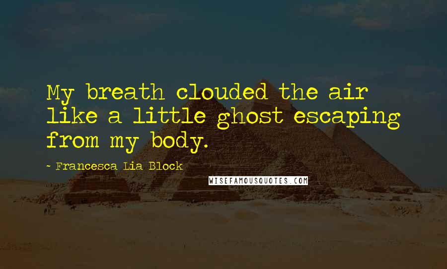 Francesca Lia Block Quotes: My breath clouded the air like a little ghost escaping from my body.