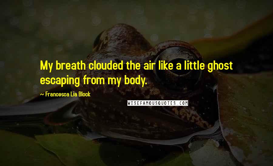 Francesca Lia Block Quotes: My breath clouded the air like a little ghost escaping from my body.