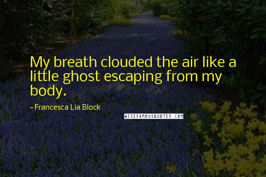 Francesca Lia Block Quotes: My breath clouded the air like a little ghost escaping from my body.