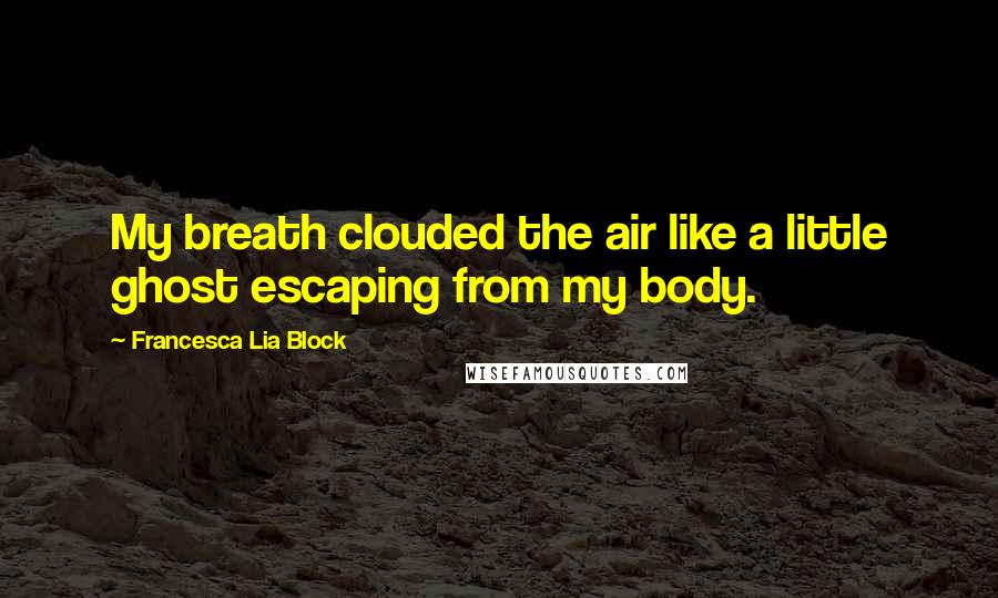 Francesca Lia Block Quotes: My breath clouded the air like a little ghost escaping from my body.