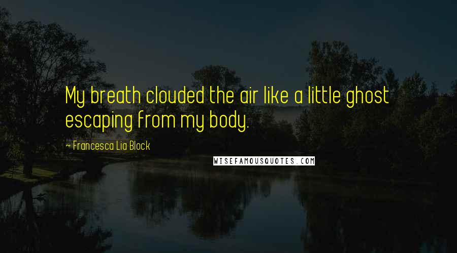 Francesca Lia Block Quotes: My breath clouded the air like a little ghost escaping from my body.