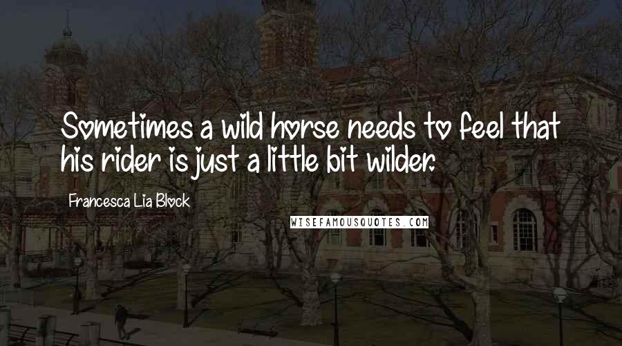 Francesca Lia Block Quotes: Sometimes a wild horse needs to feel that his rider is just a little bit wilder.