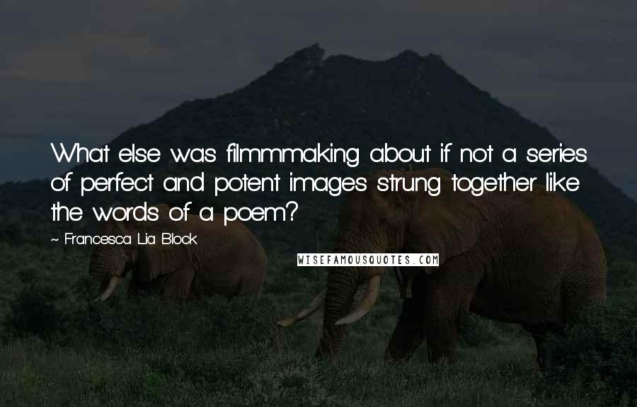 Francesca Lia Block Quotes: What else was filmmmaking about if not a series of perfect and potent images strung together like the words of a poem?