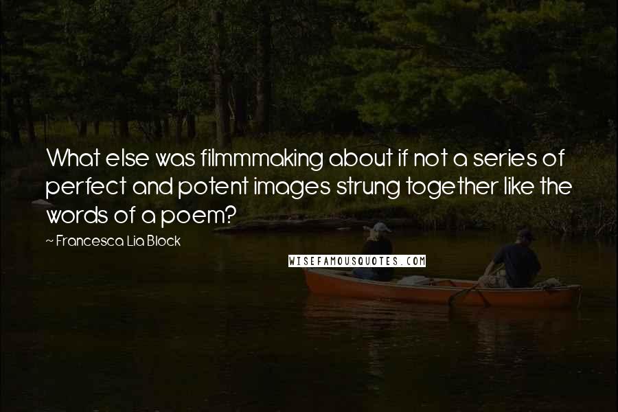 Francesca Lia Block Quotes: What else was filmmmaking about if not a series of perfect and potent images strung together like the words of a poem?