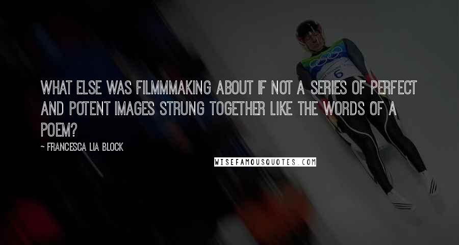 Francesca Lia Block Quotes: What else was filmmmaking about if not a series of perfect and potent images strung together like the words of a poem?