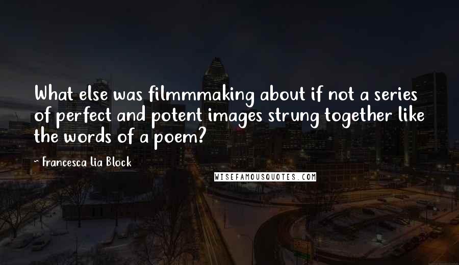 Francesca Lia Block Quotes: What else was filmmmaking about if not a series of perfect and potent images strung together like the words of a poem?