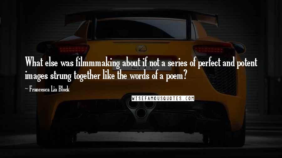 Francesca Lia Block Quotes: What else was filmmmaking about if not a series of perfect and potent images strung together like the words of a poem?