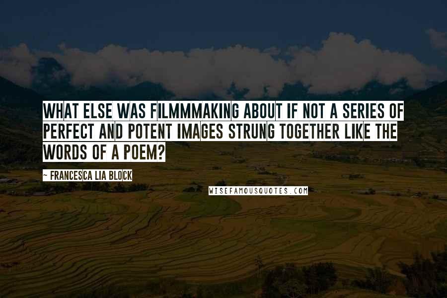 Francesca Lia Block Quotes: What else was filmmmaking about if not a series of perfect and potent images strung together like the words of a poem?