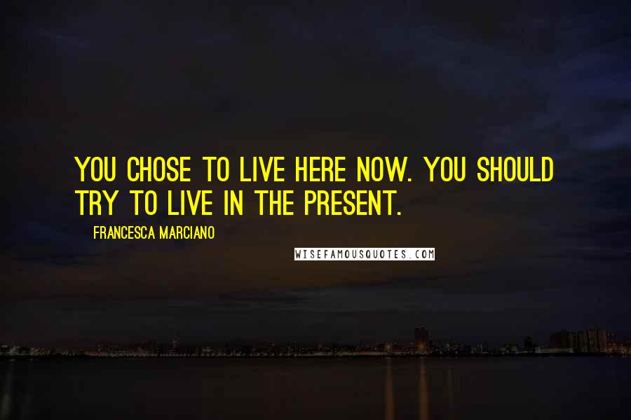 Francesca Marciano Quotes: You chose to live here now. You should try to live in the present.