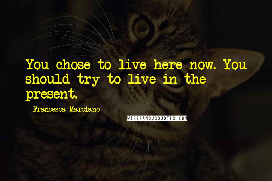 Francesca Marciano Quotes: You chose to live here now. You should try to live in the present.