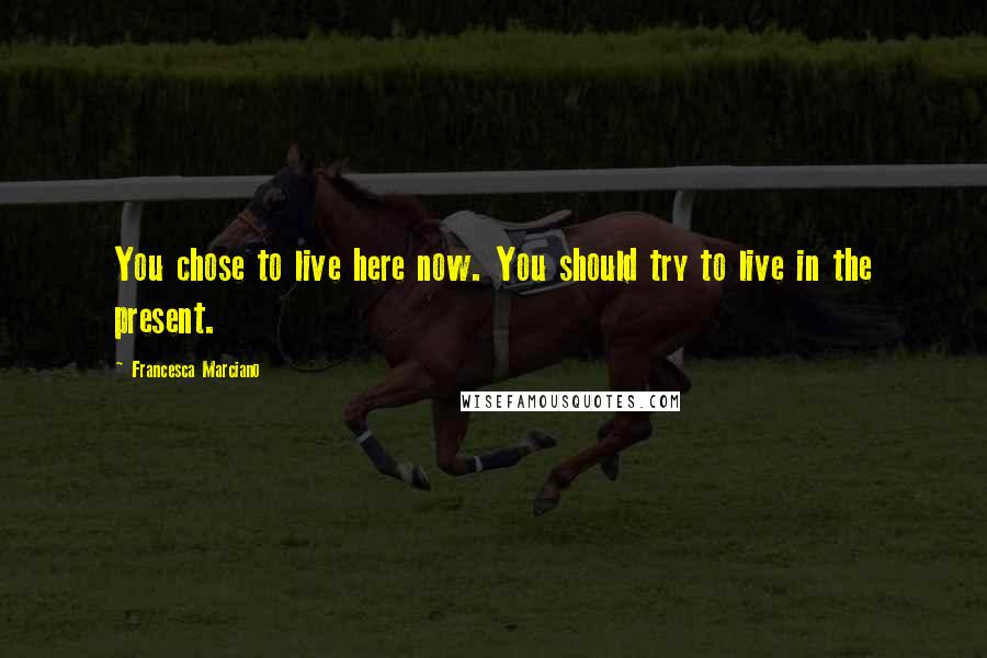 Francesca Marciano Quotes: You chose to live here now. You should try to live in the present.