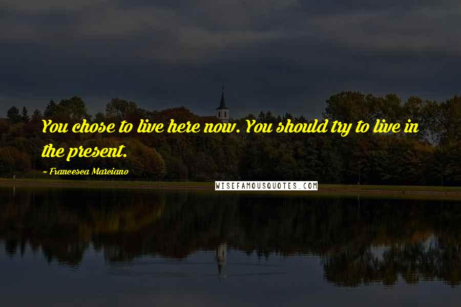 Francesca Marciano Quotes: You chose to live here now. You should try to live in the present.