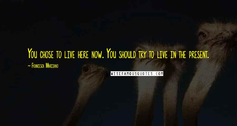 Francesca Marciano Quotes: You chose to live here now. You should try to live in the present.