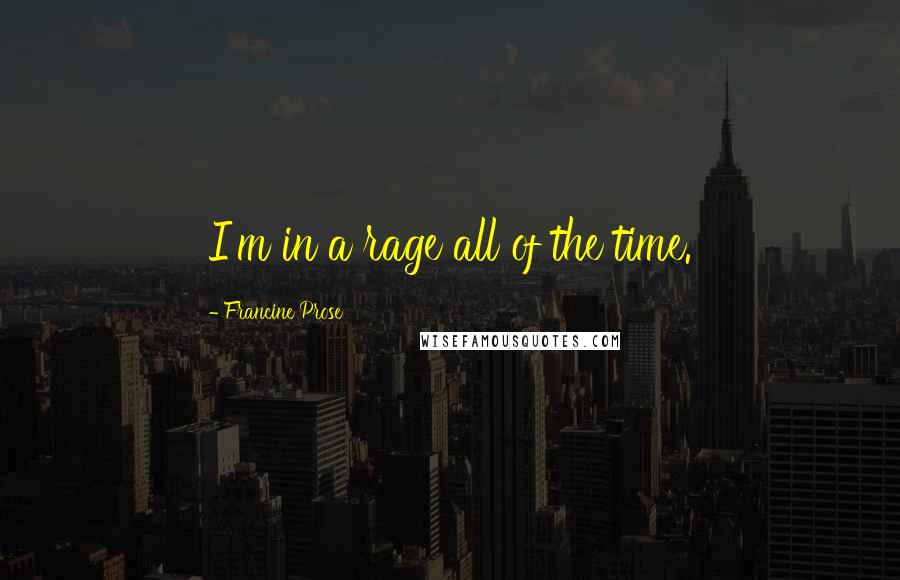 Francine Prose Quotes: I'm in a rage all of the time.