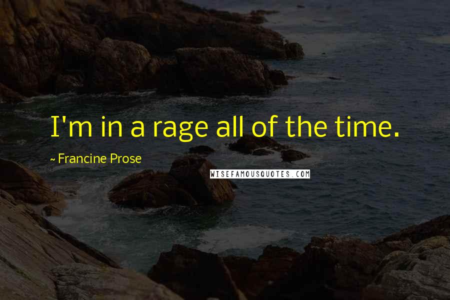 Francine Prose Quotes: I'm in a rage all of the time.