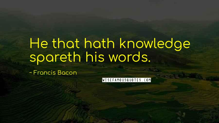 Francis Bacon Quotes: He that hath knowledge spareth his words.