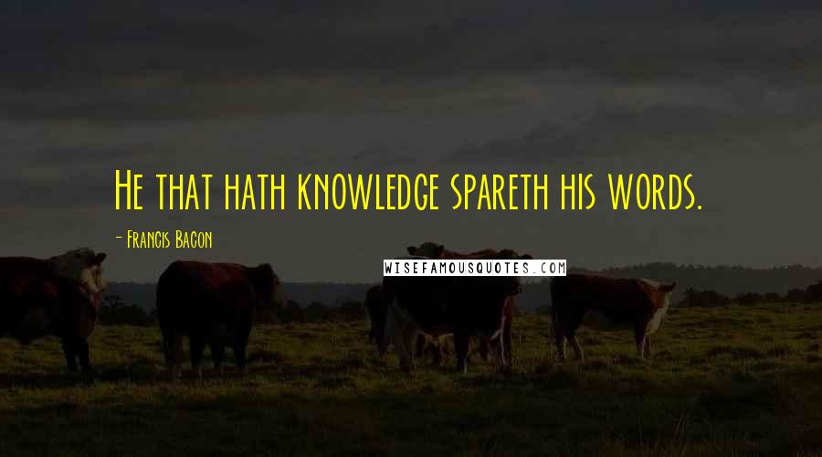 Francis Bacon Quotes: He that hath knowledge spareth his words.