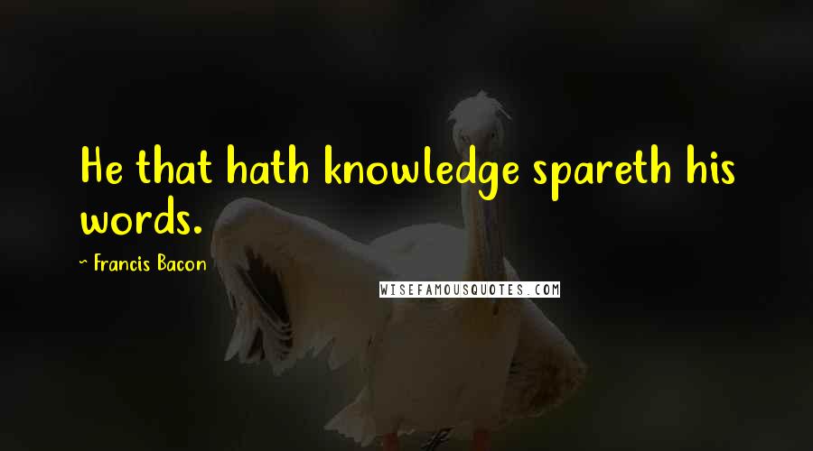 Francis Bacon Quotes: He that hath knowledge spareth his words.