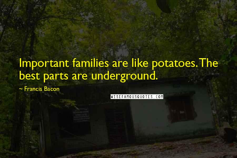 Francis Bacon Quotes: Important families are like potatoes. The best parts are underground.