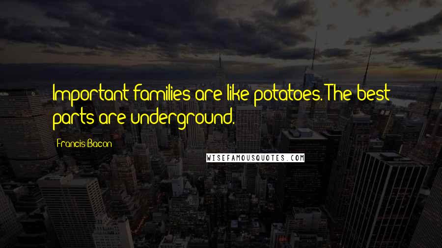 Francis Bacon Quotes: Important families are like potatoes. The best parts are underground.