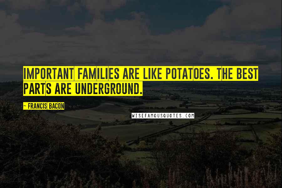 Francis Bacon Quotes: Important families are like potatoes. The best parts are underground.