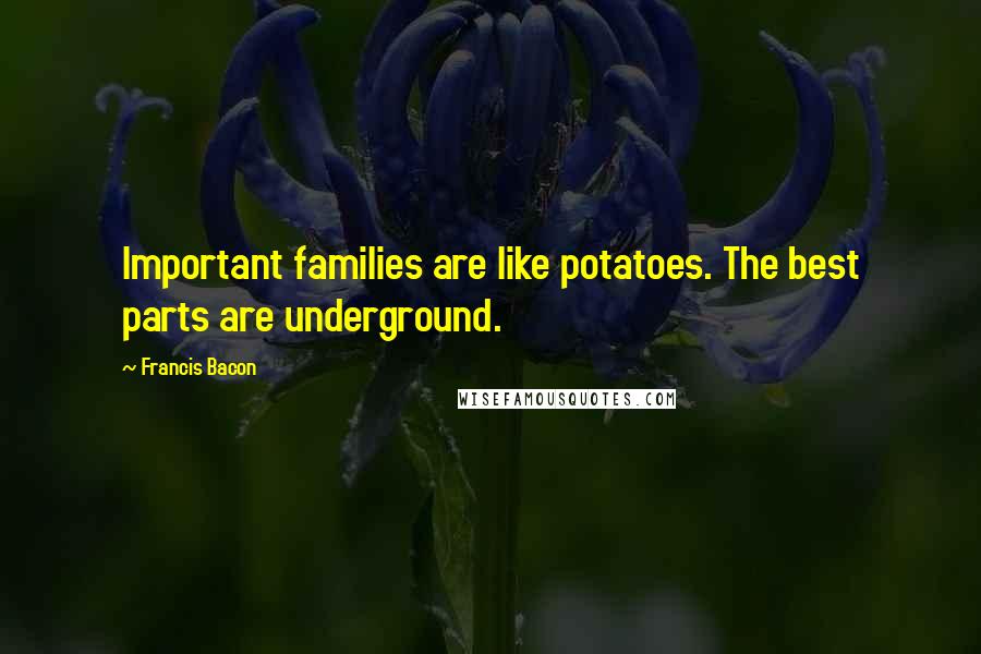 Francis Bacon Quotes: Important families are like potatoes. The best parts are underground.