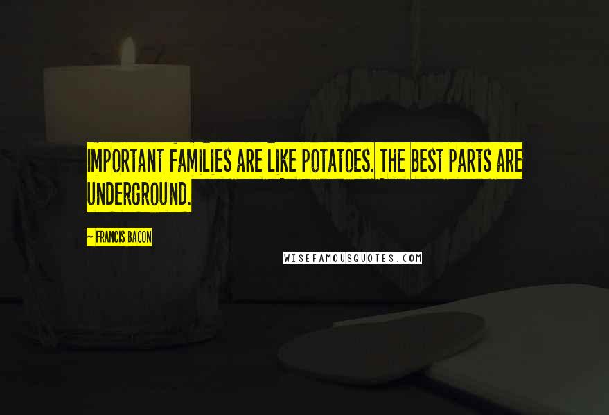 Francis Bacon Quotes: Important families are like potatoes. The best parts are underground.