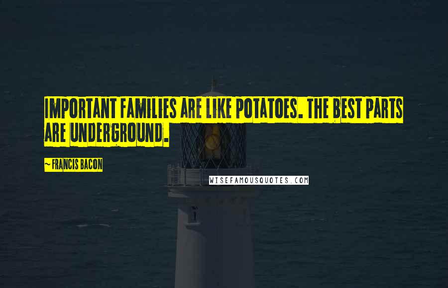 Francis Bacon Quotes: Important families are like potatoes. The best parts are underground.