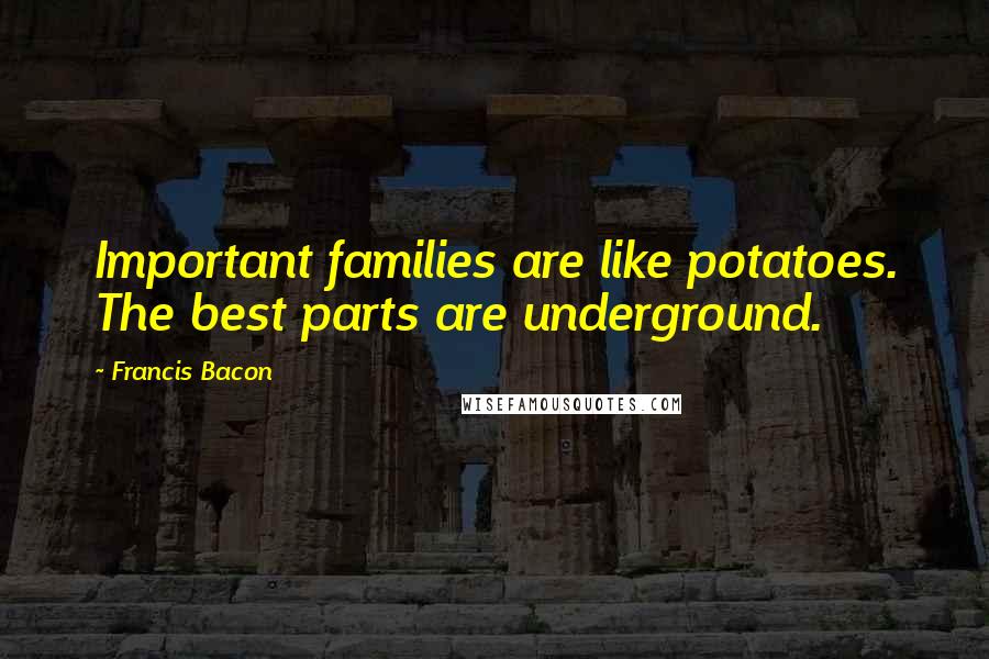 Francis Bacon Quotes: Important families are like potatoes. The best parts are underground.