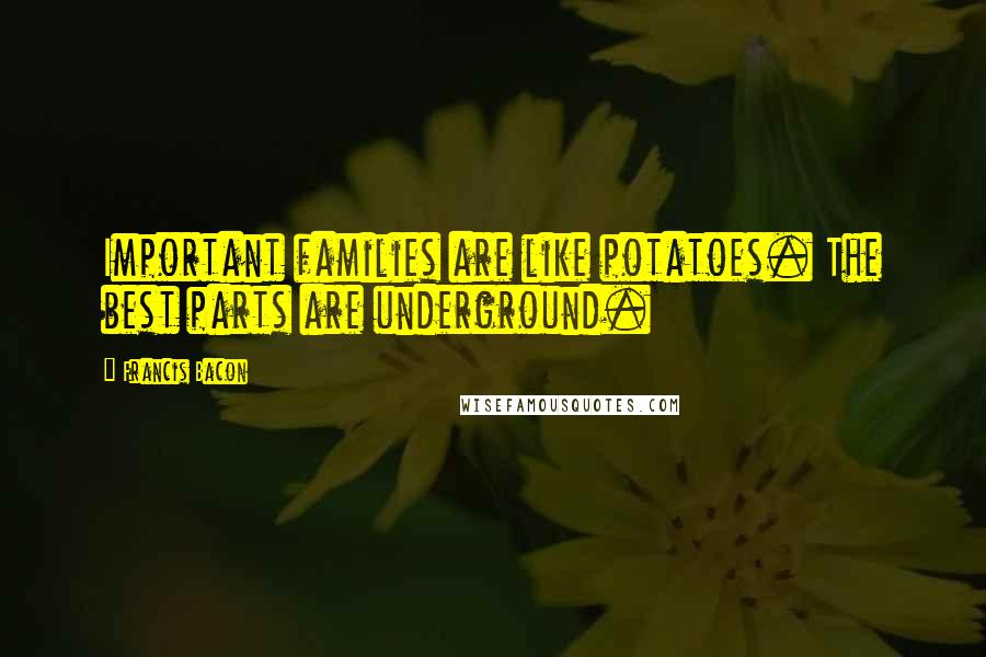 Francis Bacon Quotes: Important families are like potatoes. The best parts are underground.