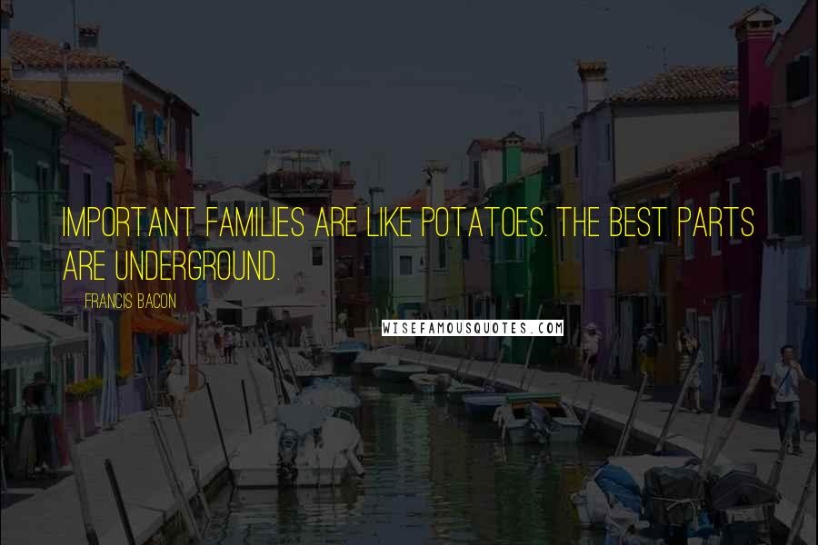 Francis Bacon Quotes: Important families are like potatoes. The best parts are underground.