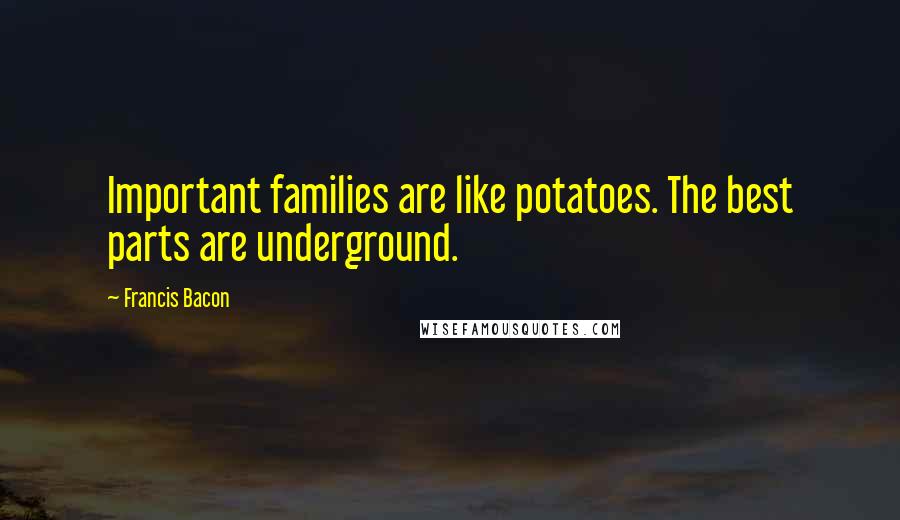 Francis Bacon Quotes: Important families are like potatoes. The best parts are underground.