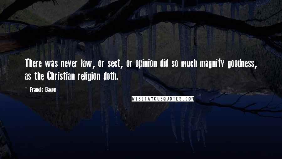 Francis Bacon Quotes: There was never law, or sect, or opinion did so much magnify goodness, as the Christian religion doth.
