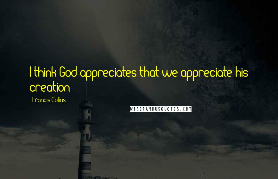 Francis Collins Quotes: I think God appreciates that we appreciate his creation