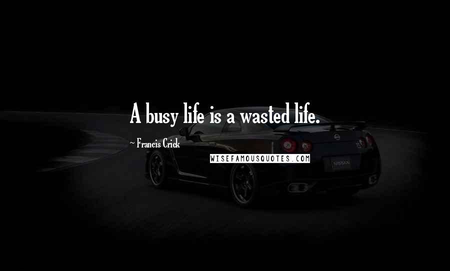 Francis Crick Quotes: A busy life is a wasted life.