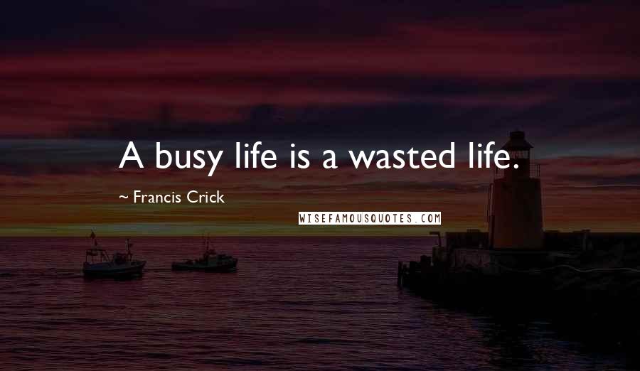 Francis Crick Quotes: A busy life is a wasted life.