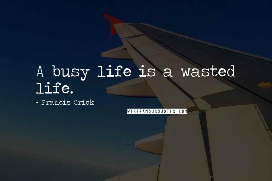 Francis Crick Quotes: A busy life is a wasted life.