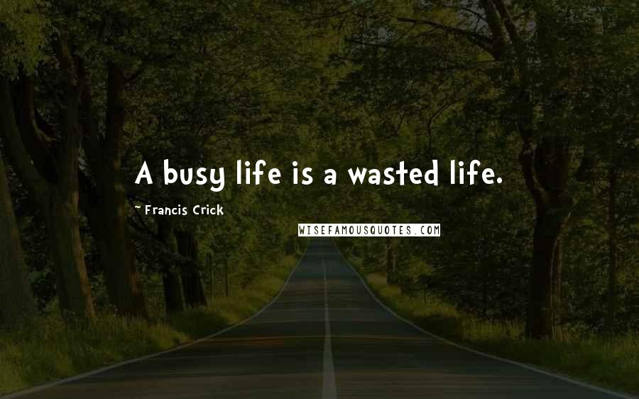 Francis Crick Quotes: A busy life is a wasted life.
