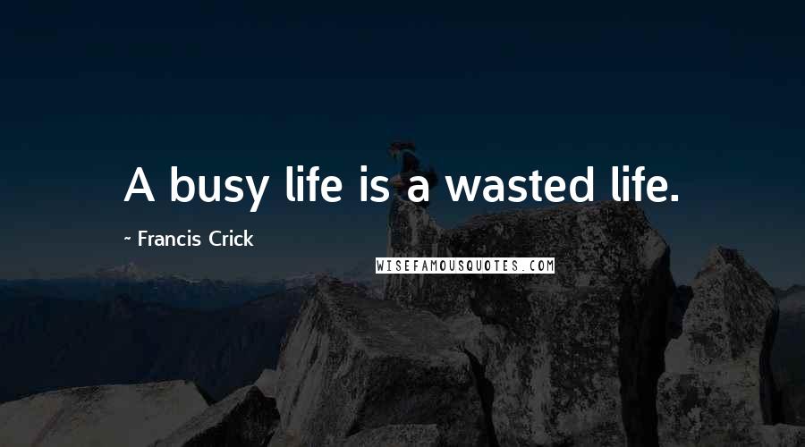 Francis Crick Quotes: A busy life is a wasted life.