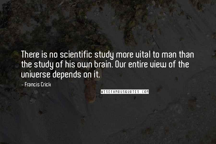 Francis Crick Quotes: There is no scientific study more vital to man than the study of his own brain. Our entire view of the universe depends on it.