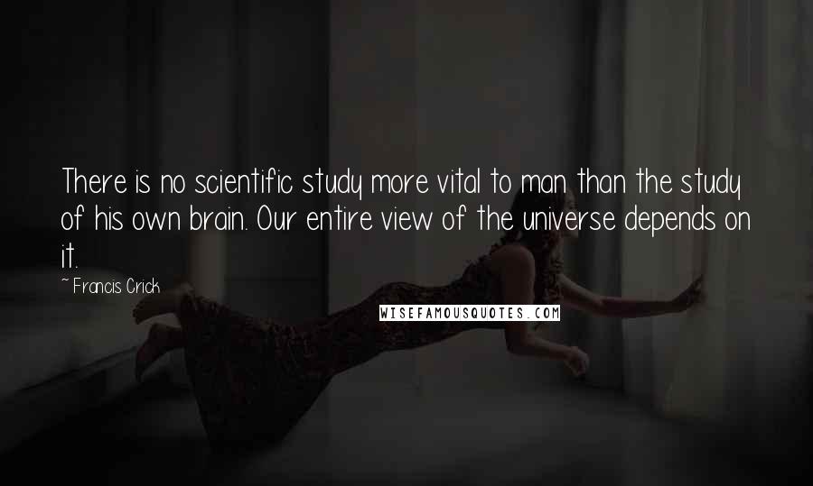 Francis Crick Quotes: There is no scientific study more vital to man than the study of his own brain. Our entire view of the universe depends on it.