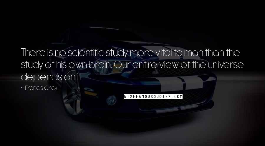 Francis Crick Quotes: There is no scientific study more vital to man than the study of his own brain. Our entire view of the universe depends on it.