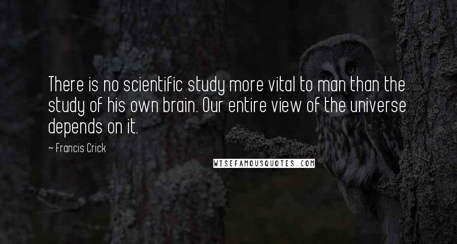 Francis Crick Quotes: There is no scientific study more vital to man than the study of his own brain. Our entire view of the universe depends on it.