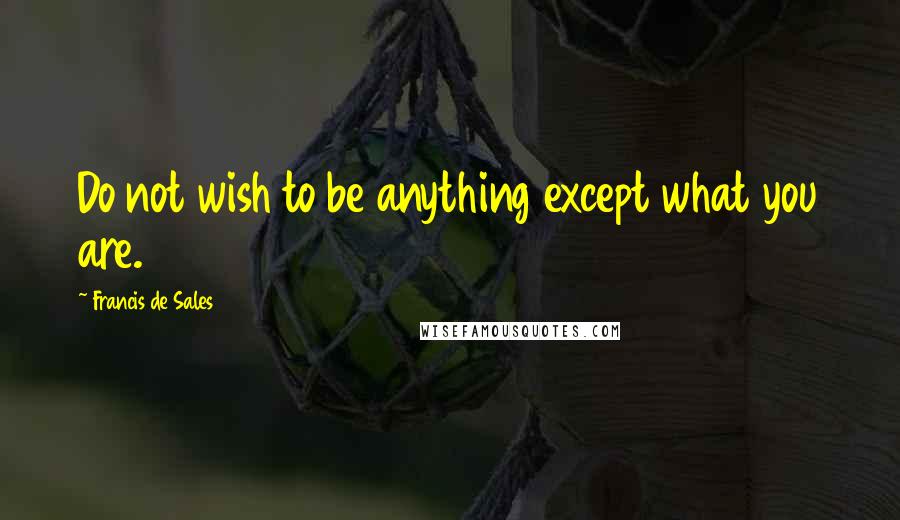Francis De Sales Quotes: Do not wish to be anything except what you are.