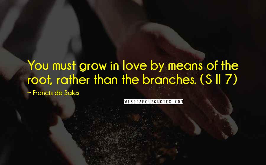 Francis De Sales Quotes: You must grow in love by means of the root, rather than the branches. (S II 7)