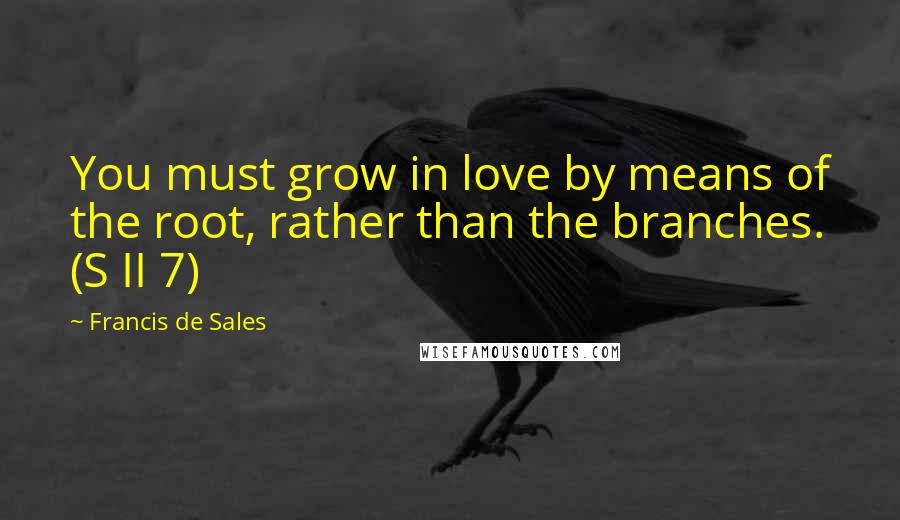 Francis De Sales Quotes: You must grow in love by means of the root, rather than the branches. (S II 7)